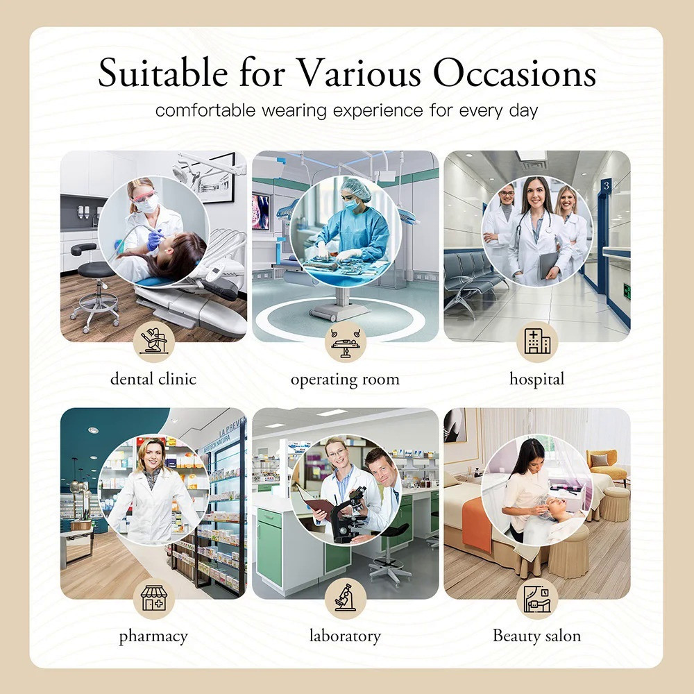 2025 สินค้าใหม่ NiaaHinn ผู้ชายผู้หญิง Unisex ยืด Anti-Wrinkle Breathable Matte ชุด, Matching Overalls White Doctor ชุดพยาบาล [แขนสั้นคอวีด้านบน + กางเกงทรงตรง] - รูปที่ 7