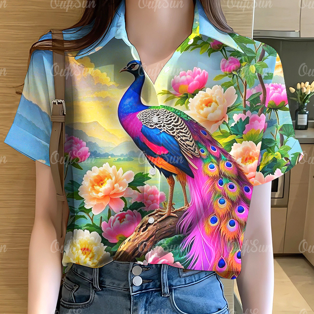 ลายดอกสงกรานต์ 2025 วันหยุดทะเล เสื้อฮาวาย สายรุ้ง แฟชั่นทันสมัย เสื้อเชิ้ตดอกไม้ สวยหรู