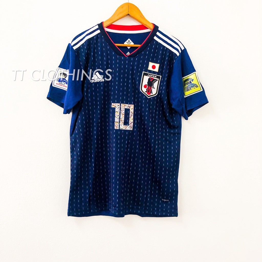 เสื้อกีฬาแขนสั้น ลายทีมชาติฟุตบอล Jepun Captain Tsubasa WORLD CUP 2017/2018 ชุดเยือนญี่ปุ่น