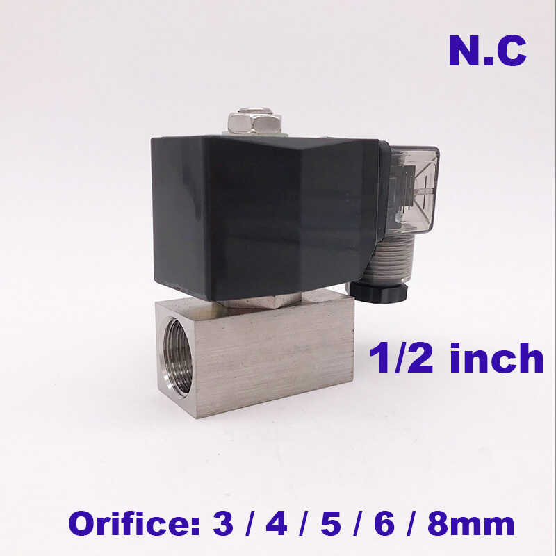 GOGO 12V 24Vdc Normally Closed Direct Acting Stainless Steel Small Gas CE 2 Way Electric Solenoid Vae 1/2" BSP 5Mm 8Mm