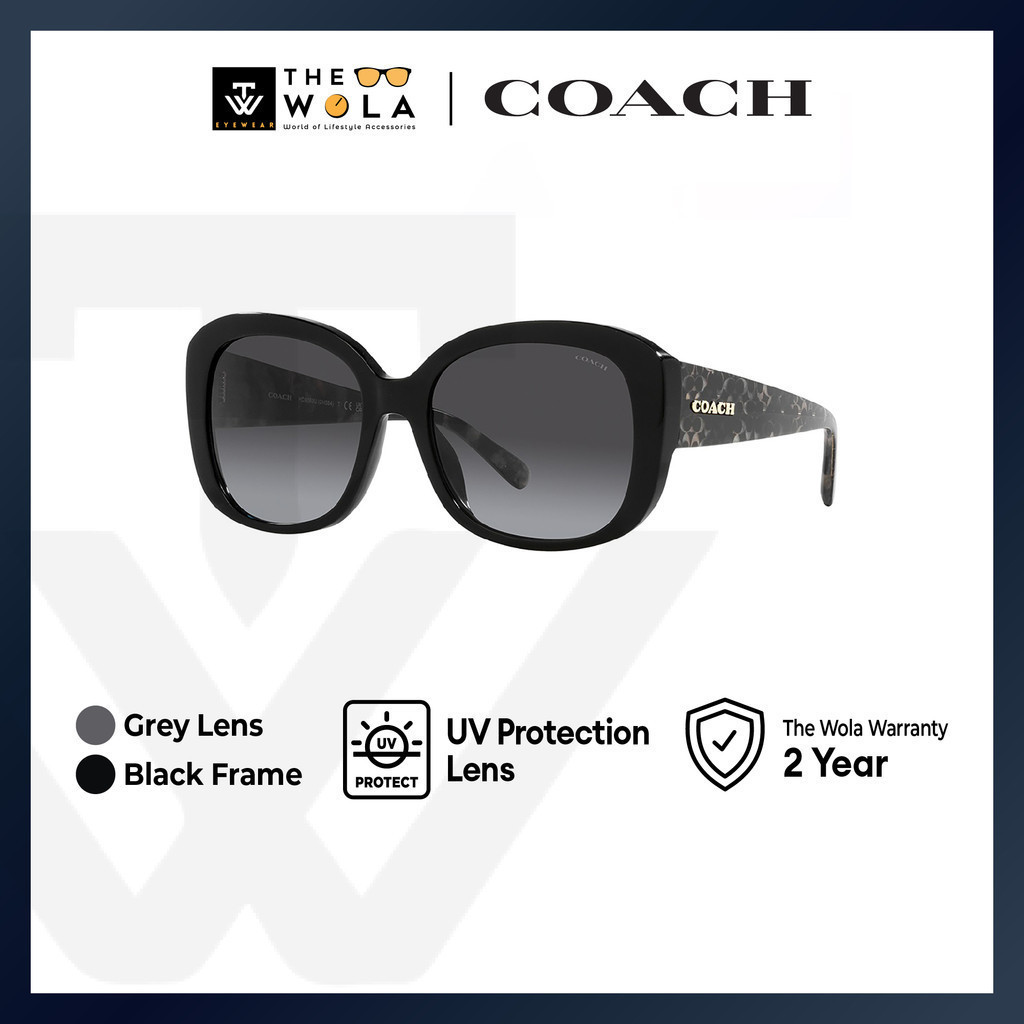 Coach แว่นตากันแดด กรอบผีเสื้อ สีดํา สําหรับสตรี - HC8363U