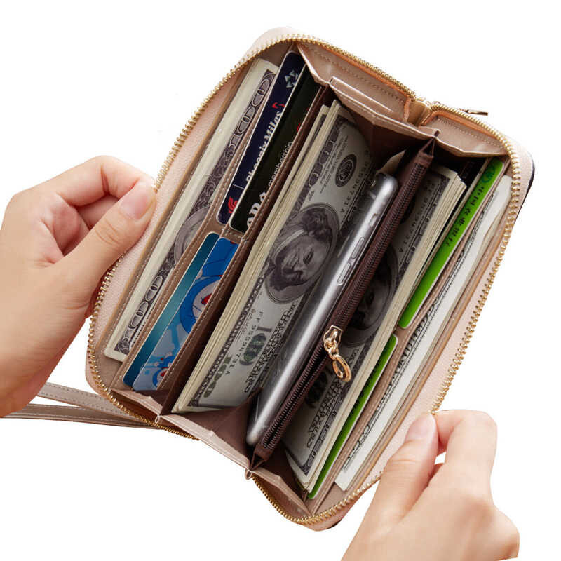 ❤ FOXER Women Cow Leather Long Wallet With Wristlet Card Holder Coin Purse Cellphone Bag Female C