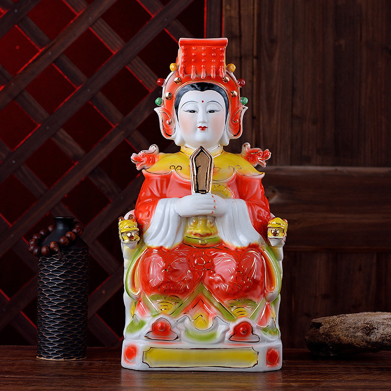 Ceramic Mazu Buddha Statue Crafts, Queen Mother, Empress Dowager, and Holy Trinity Ornament