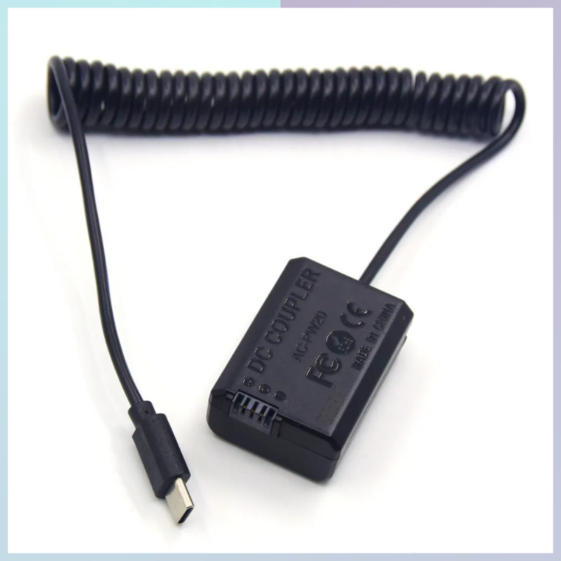 PD USB Type C TO NP-FW50แบตเตอรี่เลียนแบบแบตสำรอง AC-PW20สายอะแดปเตอร์สำหรับ Sony ZV-E10 A7M2 A7S2