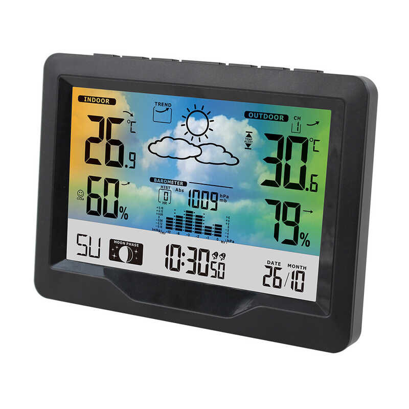Wireless Lepmerk Weather Station Indoor Outdoor Color Screen Weather Forecast Station With Outdoor