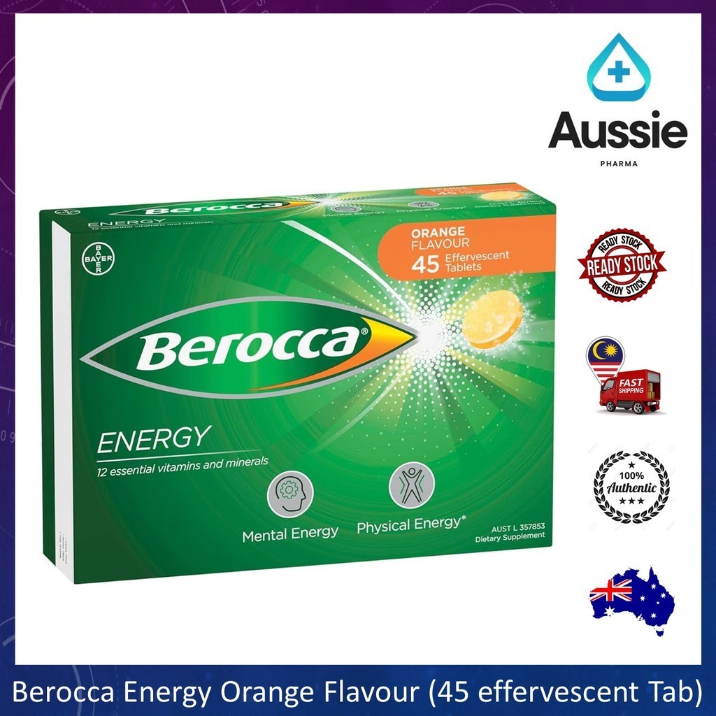 [CLEARANCE-EXP 12/2024] BEROCCA Energy Vitamin B & C Orange Flavour (45 เม็ดฟู่)