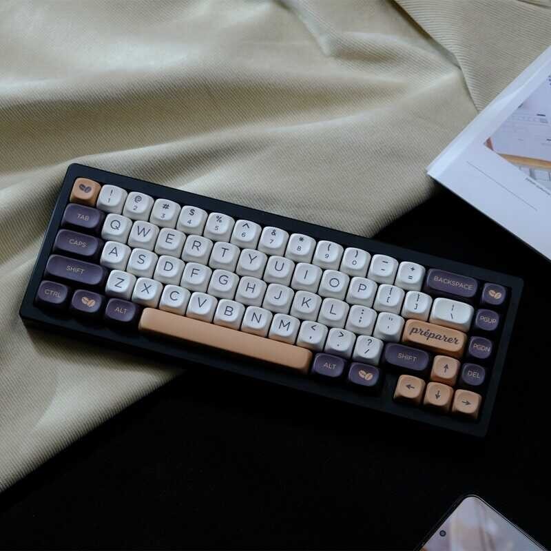 Keycap 【Keycap Only】Coffee 126 Keys MOA Profile PBT Five Sided Sublimation Keycaps With 2U 1.75U  s
