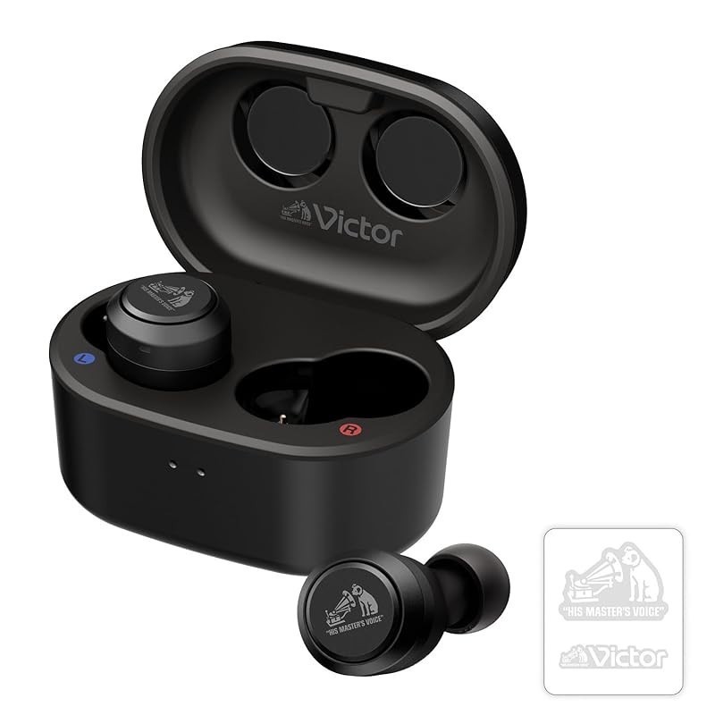 JVC Kenwood Victor HA-FX150T-BA Wireless Earphones with Sticker, Bluetooth, Noise Cancelling, Ambie