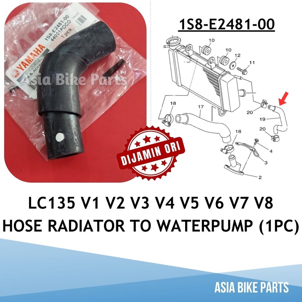 Yamaha LC135 V1 V2 V3 V4 V5 V6 V7 V8 ท่อหม้อน้ํา/ท่อหม้อน้ํา ke Waterpump - 1S8-E2481-00