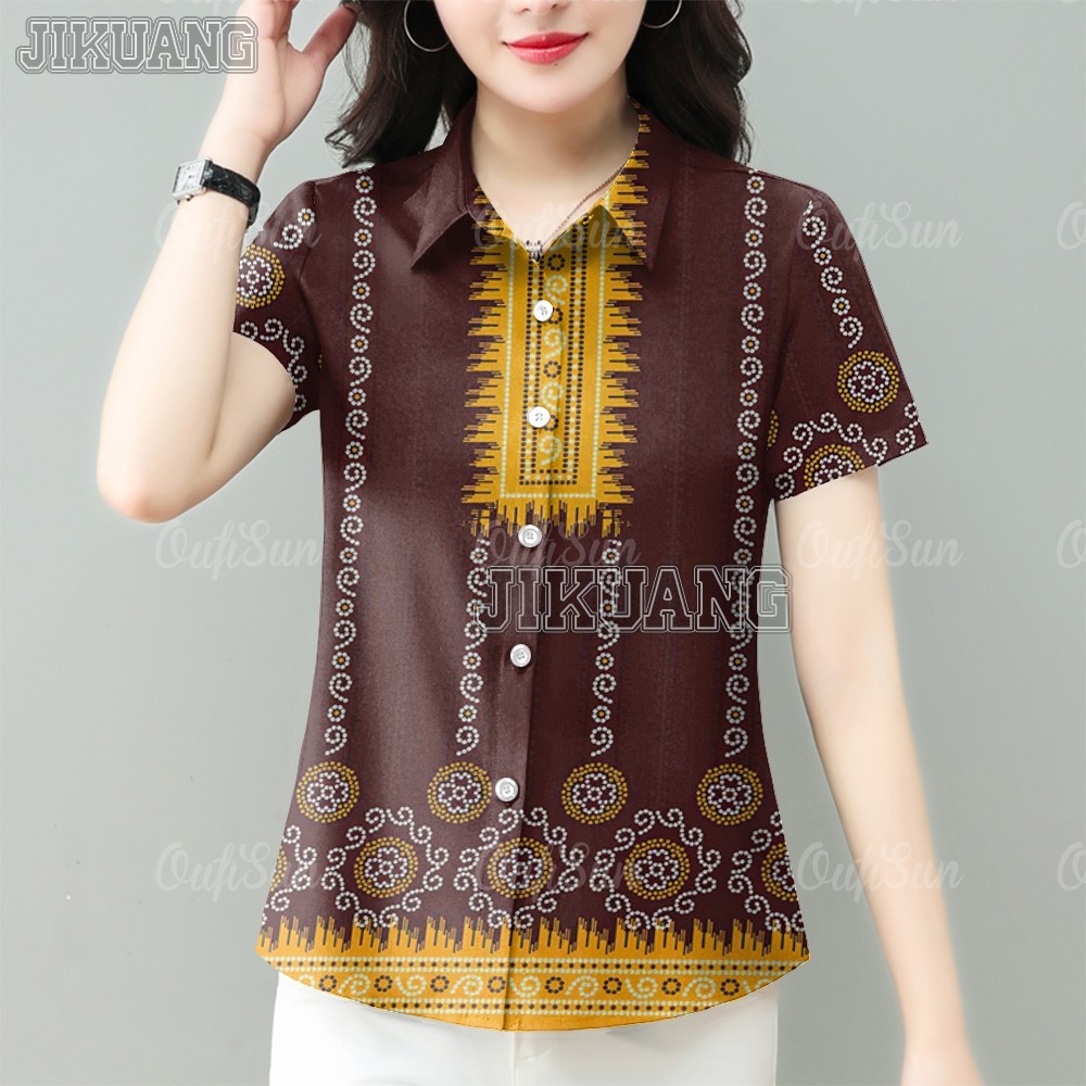 ใหม่ชาติพันธุ์ Filipiniana สําหรับผู้ชายผู้หญิง Top Modern Barong ชาติพันธุ์ชนเผ่าแรงบันดาลใจเสื้อ F