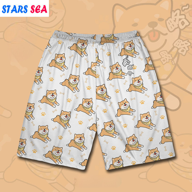 น่ารัก Akita Dog Sticking Its Tongue Out Model Plus Size กางเกงกีฬาขาสั้นฮาวาย Beach Unisex