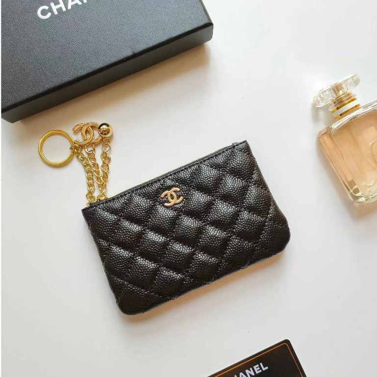 พร้อมส่ง ของแท้ 100% คุณภาพสูง Chanel ใหม่ จี้ zero กระเป๋าสตางค์ Chanel กระเป๋าใส่บัตรผู้หญิง