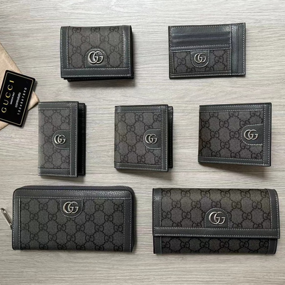 Gucci ของแท้ 100% กระเป๋าสตางค์ผู้หญิง Gucci Ophidia Series ใหม่ กระเป๋าถือ ซิป หนังแท้