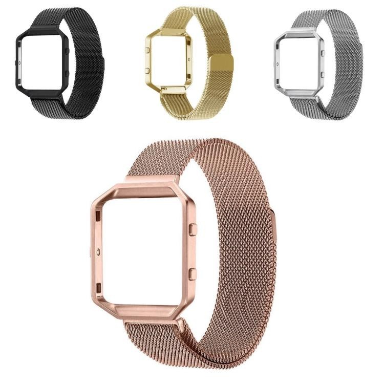 สายนาฬิกาข้อมือ โลหะ สไตล์มิลาน พร้อมกรอบ สําหรับ Fitbit Blaze Watch Tracker UK