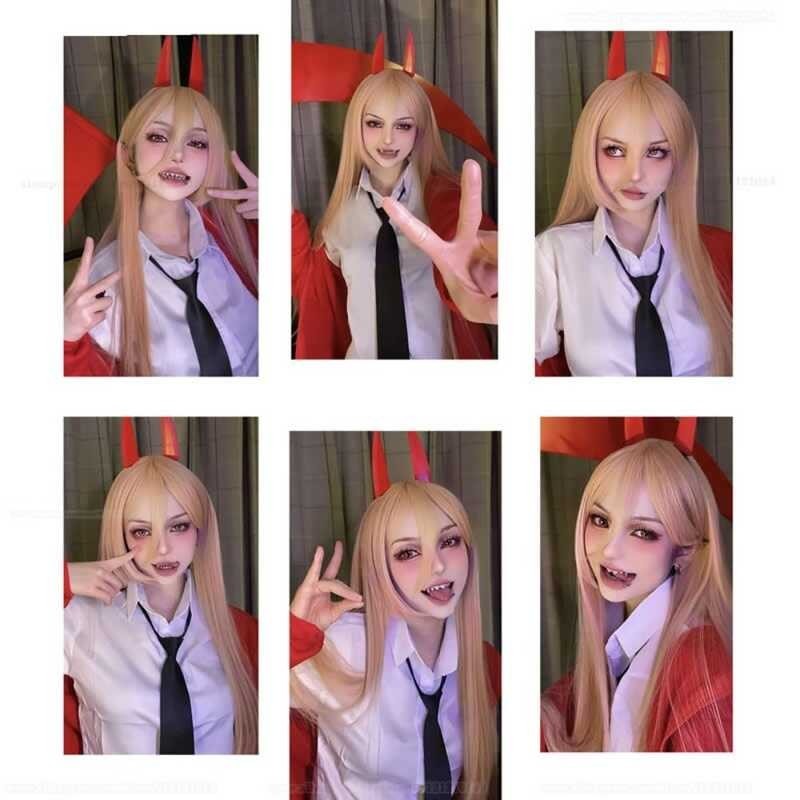 ➧ Y2k2 Horns Layered Makima Power Role Play Wigs Cos Prop Costumes Accessorie Cosplay Synthetic F tu