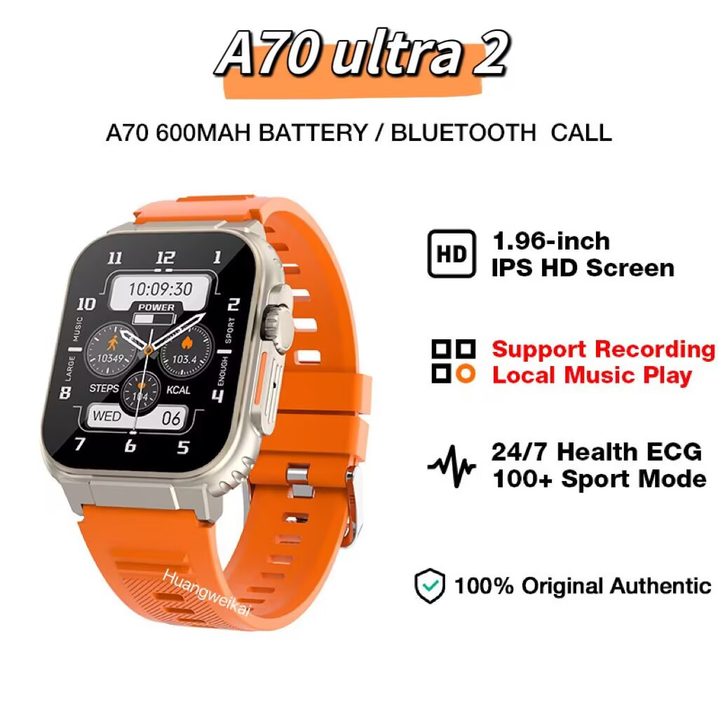 นาฬิกาข้อมือสมาร์ทวอทช์ A70 ultra2 ไร้สาย เชื่อมต่อบลูทูธ หน้าจอขนาดใหญ่ กันน้ํา VS h11 h12 ultra h
