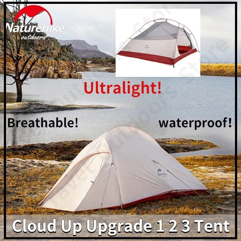 Naturehike Cloud Up 1 2 3 Camping Tent Upgraded 1-3 Person Ultralight Rainproof 20D Nylon Fabric Tourist Tent PU 4000mm