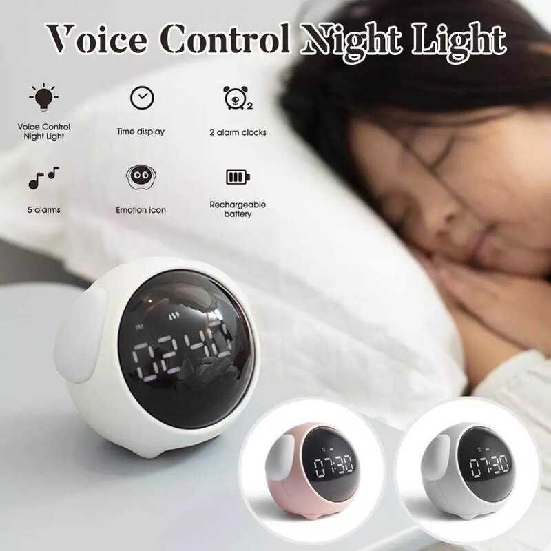 Youpin Cute *Xiaomi Expression Alarm Clock Multi Function Digital LED Voice Controlled Light Bedsid