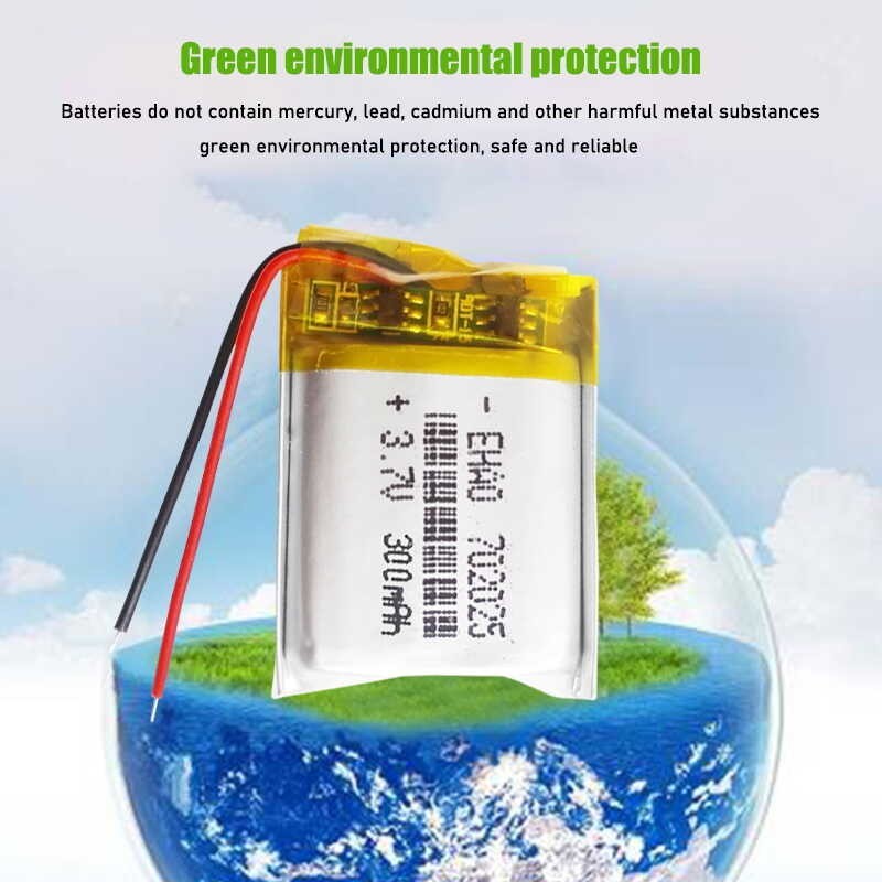 ➧ 3.7V 300Mah 702025 แบตเตอรี่ลิเธียมโพลิเมอร์แบบชาร์จไฟสำห