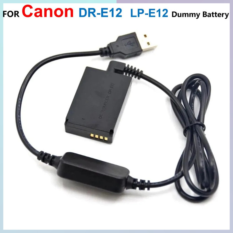 หัวต่อ DR-E12แบตเตอรี่เลียนแบบ LP-E12 + 5V USB สายเคเบิลอะแดปเตอร์อะแดปเตอร์ ACK-E12แบตสำรองสำหรับ