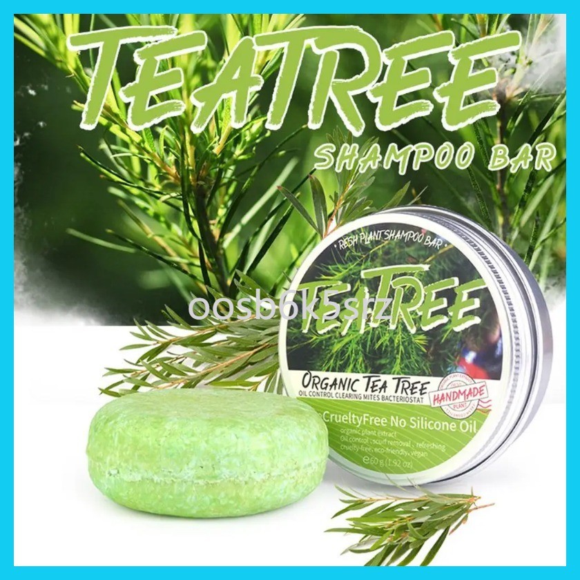 60g Handmade Tea Tree Soap Extract Washing Hair Bar Shampoo Green Solid Plant Hair Soap Natural H6Q