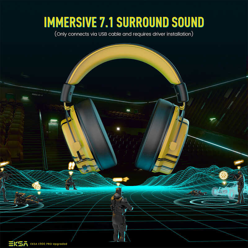EKSA E900 Pro อัพเกรดชุดหูฟังเกมมิ่ง Gamer 7.1 หูฟังแบบมีสายรอ