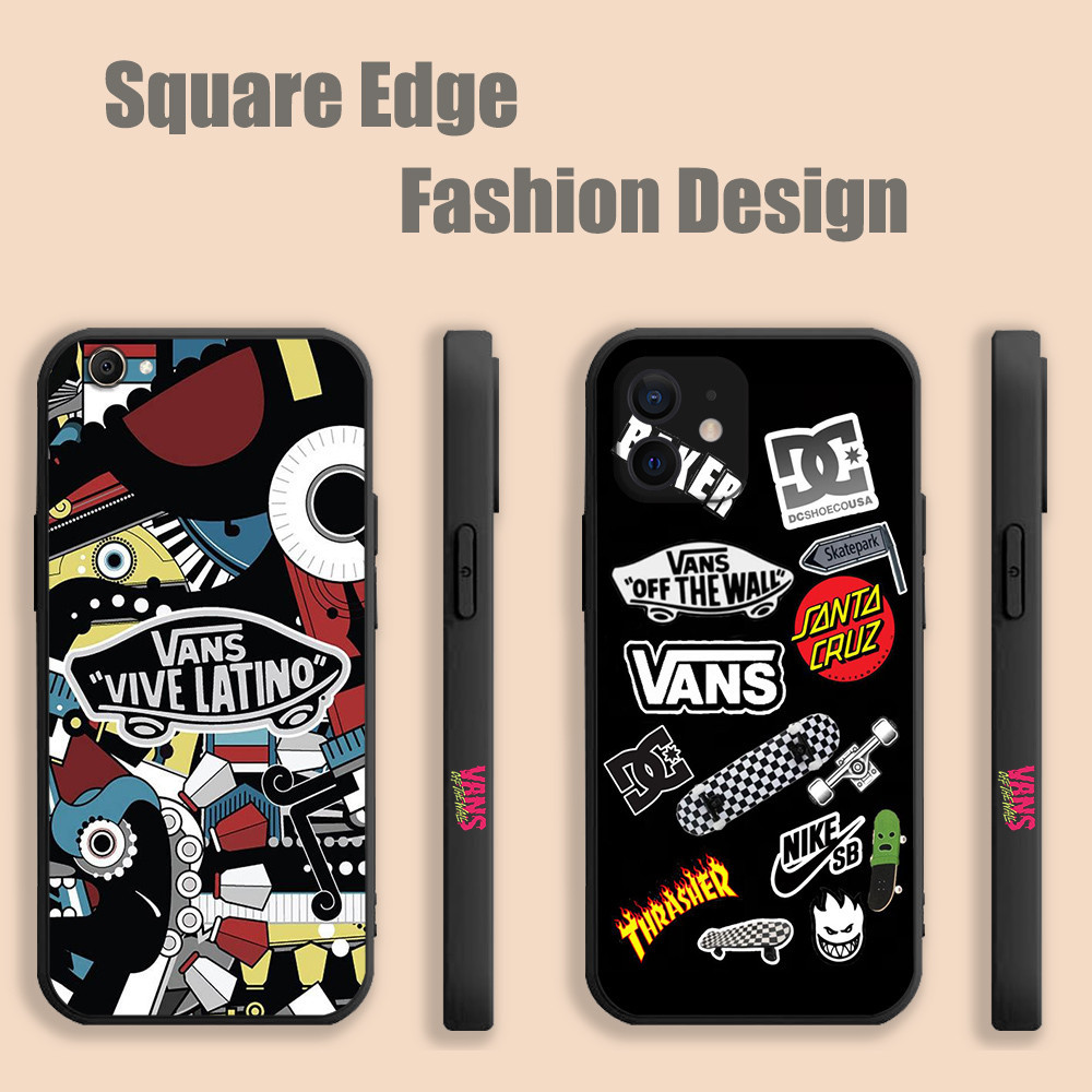 สําหรับRealme C30 9 10 9i C31 C33 Q5 11 4G Van vintage Artความงามโลโก้สีดําQT008 เคสโทรศัพท์สแควร์ขอ