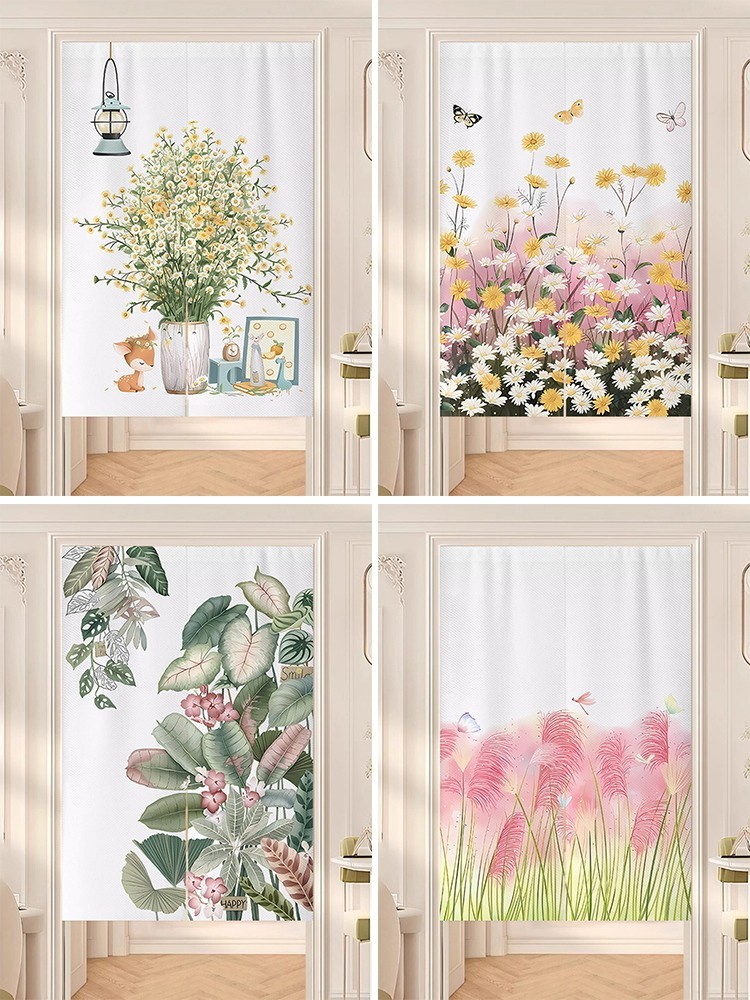 แนะนำ ผ้าม่าน ผ้าม่านประตูพืชสีเขียวสดห้องนอนห้องม่านกั้นในครัวเรือนไม่พรุนห้องครัวและห้องน้ําแรเงาผ้าม่านครึ่งตัดผ้า ราคาพิเศษ มีเก็บเงินปลายทาง