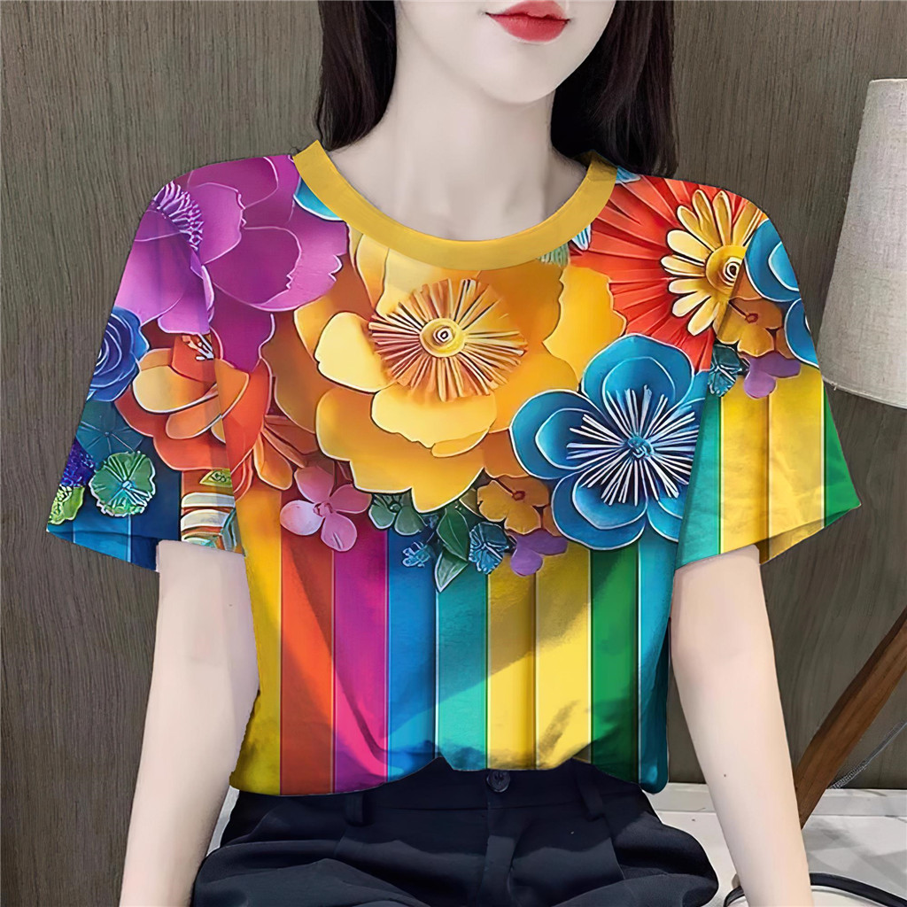 2568 เสื้อสงกรานต์ เสื้อลายดอก ชุดเซ็ตผู้หญิง เสื้อฮาวาย เสื้อลายดอกสงกรานต์ เสื้อครอปผู้หญิง สินค้า