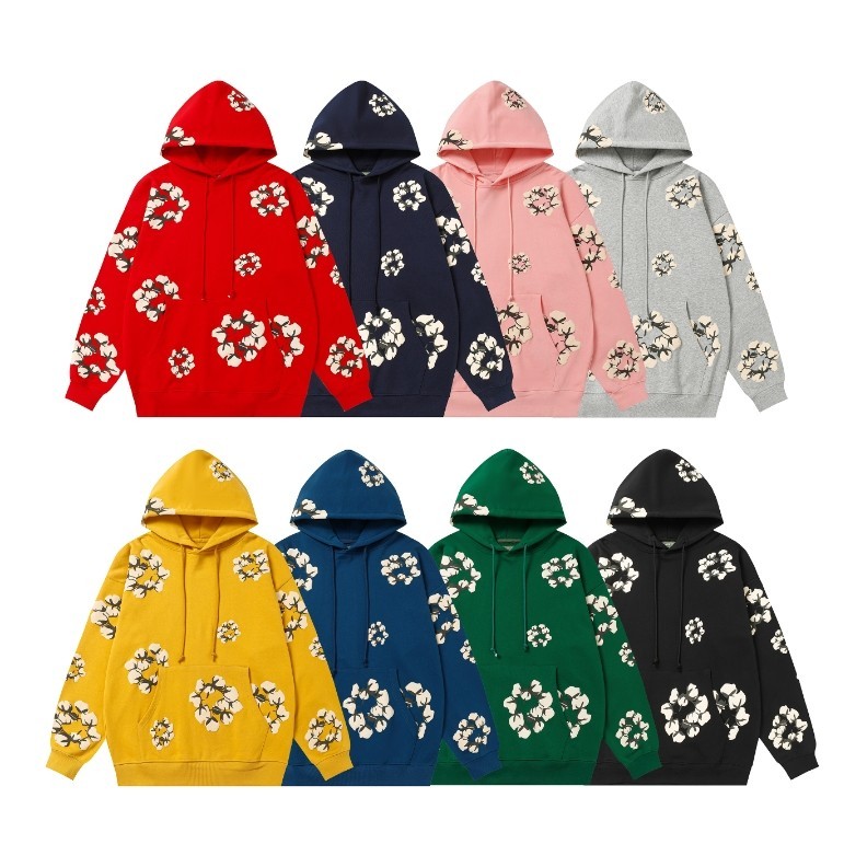 ♞,♘,♙นักเรียนชายและหญิง จุดแบบเรียลไทม์ เสื้อฮู้ด พร้อมสต็อก 8 สี DENIM TEARS เสื้อกันหนาวมีฮู้ดพิม