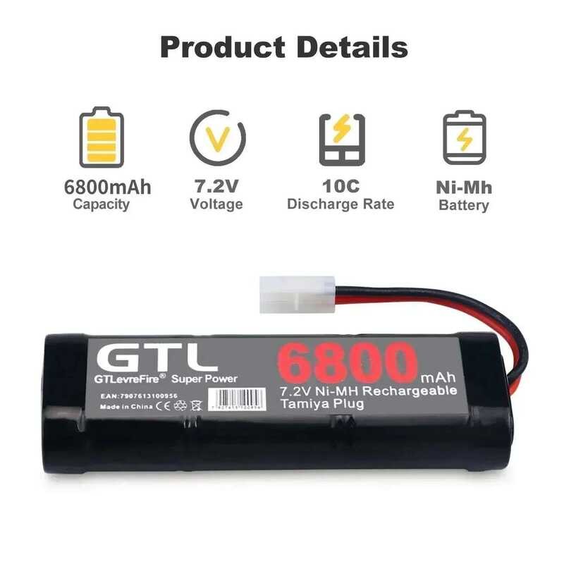❥ 7.2V 6800Mah Nimh เปลี่ยน แบตเตอรี่ Tamiya Discharge Connector สําหรับของเล่น RC รถแข่งเรือเค