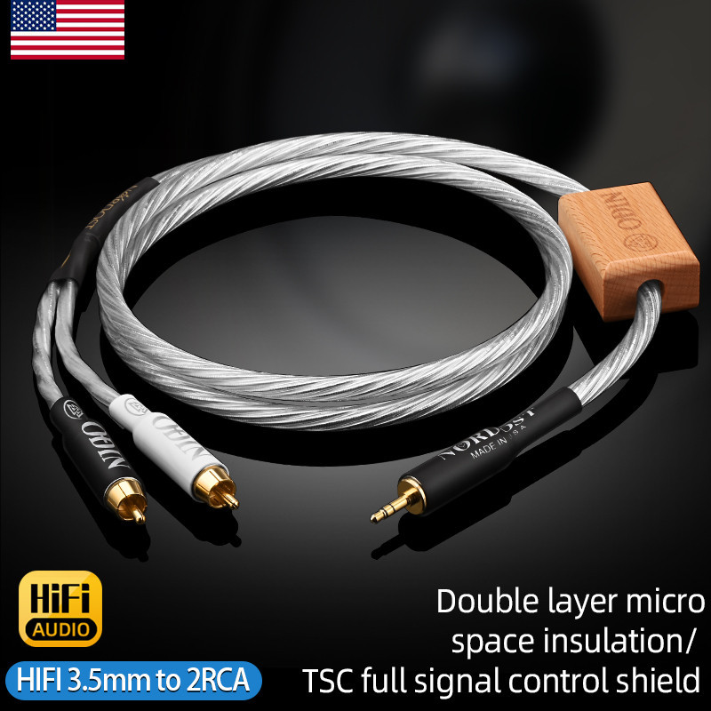 Odin HiFi 3.5 ถึง 2RCA สายเงินแท ้ Aux 3.5 มม.แจ ็ ค RCA ชาย Splitter Y สายสัญญาณเสียงสําหรับเครื ่ องขยายเสียงโฮมเธียเตอร ์ ลําโพง ราคา ถูกที่สุด ดีลบีเคเค