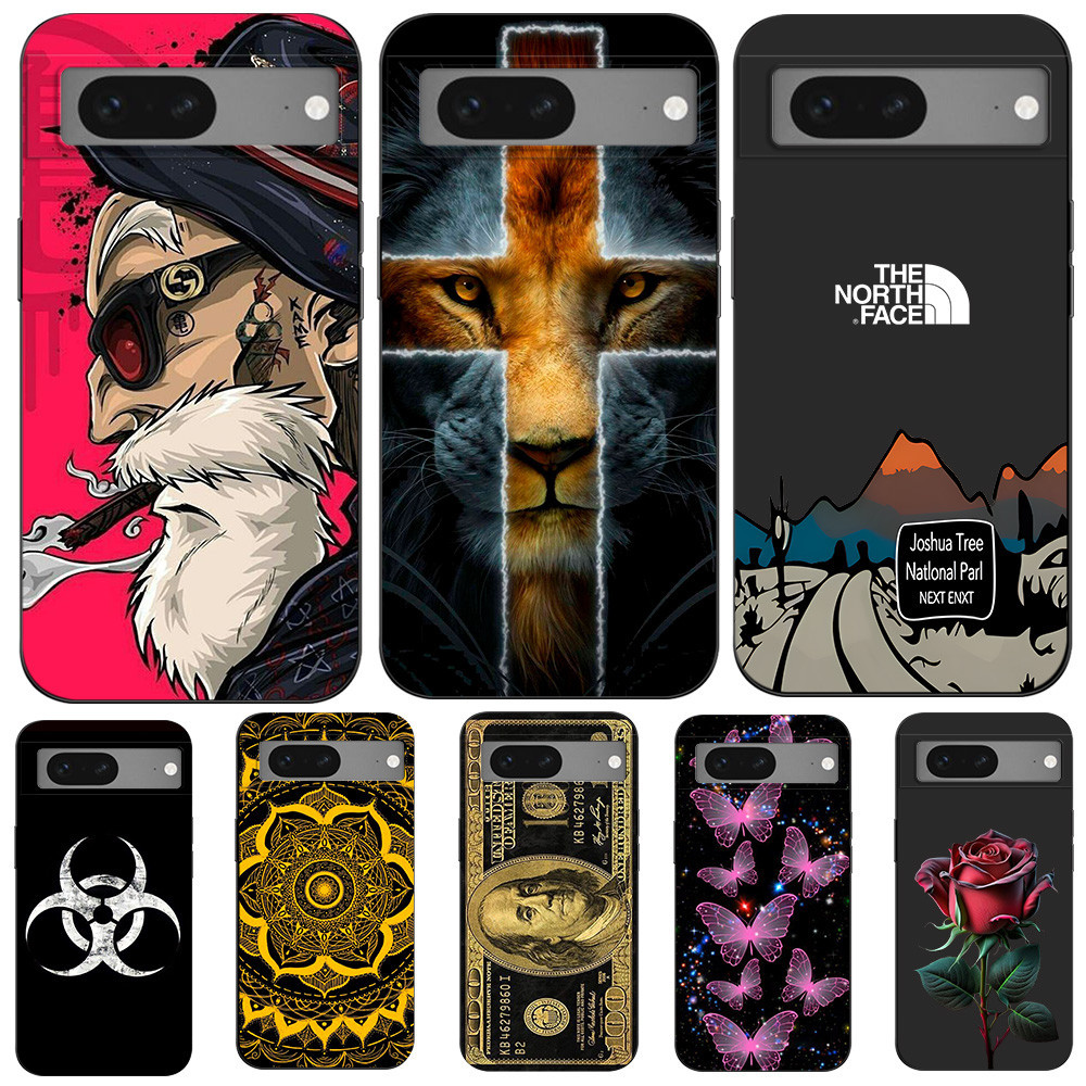 สําหรับ Google Pixel 7 สําหรับ Google Pixel 7 Pro Soft Case เคส tpu สีดํา การออกแบบเงินดอกไม้