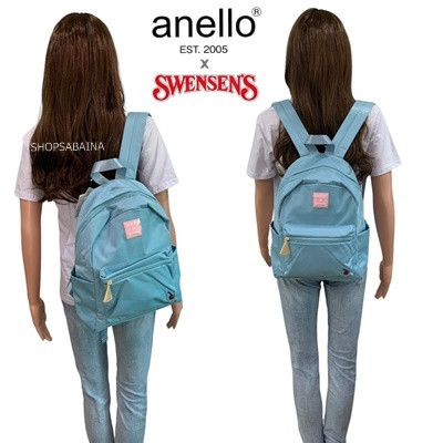 ♞ANELLO X SWENSEN'S Small Round Backpack กระเป๋าเป้สะพายหลัง ผ้าไนล่อน กันน้ำ Swensens