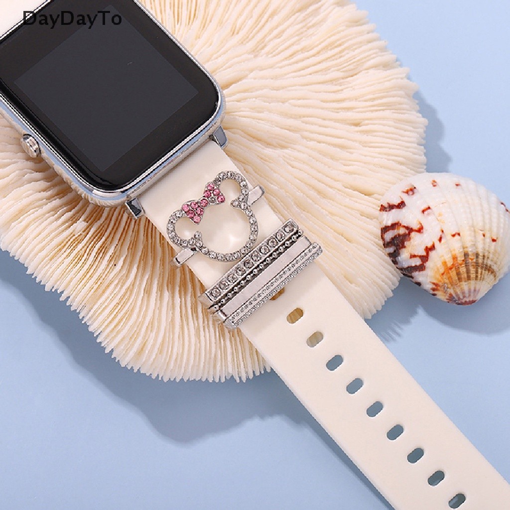 Daydayto สายนาฬิกาข้อมือซิลิโคน ฝังเพชร ลายการ์ตูน Hello Kitty 1 ชุด สําหรับ Apple Watch