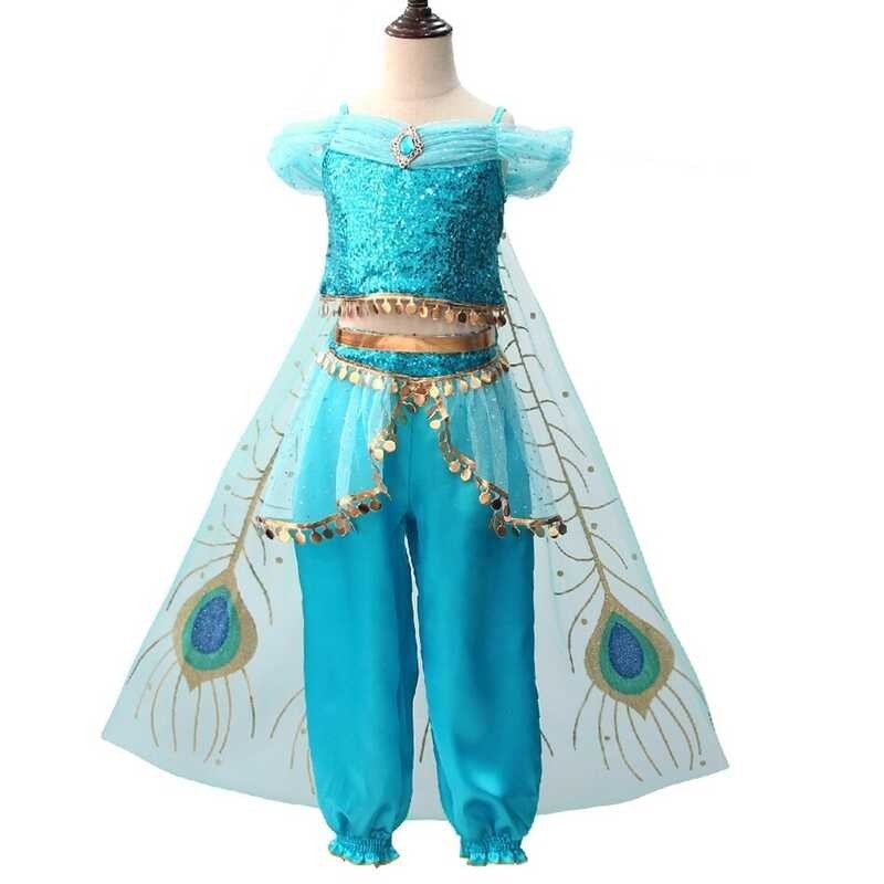 ❤ Halloween Costume For Ki Girls Princess Aladdin And The Magic Lamp Cosplay Jasmine Girl Dress H