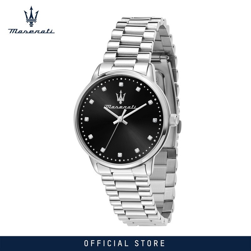 【2 Years Warranty】 Maserati Royale 36mm Black Dial นาฬิกาข้อมือผู้หญิง รุ่น Stainless Steel Quartz