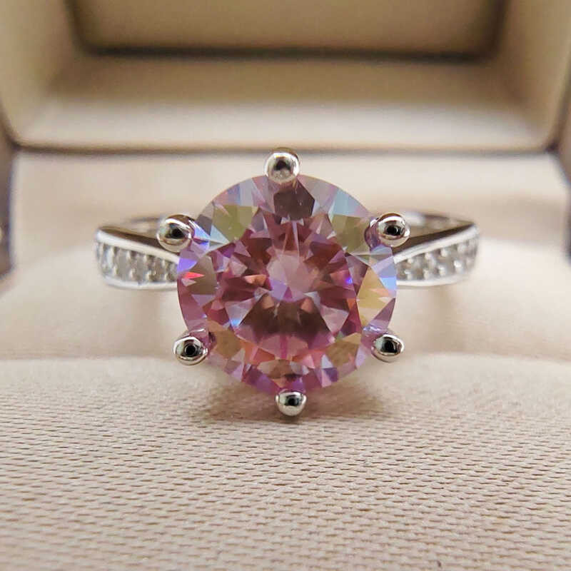 Mosantine 2CT/3CT Pink Women's 9MM Passed Diamond Test 100% - S Sier Jewelry Anniversary Ring Party 