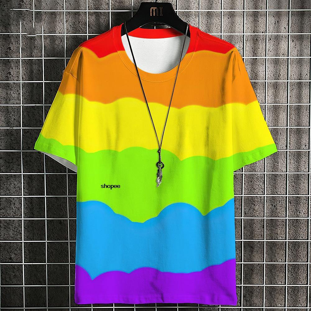 เสื้อเชิ้ตแขนสั้นลําลอง คอปก ลาย Pride Month Gay Love Lesbian สีรุ้ง แฟชั่นสําหรับผู้ชาย และผู้หญิง 2024