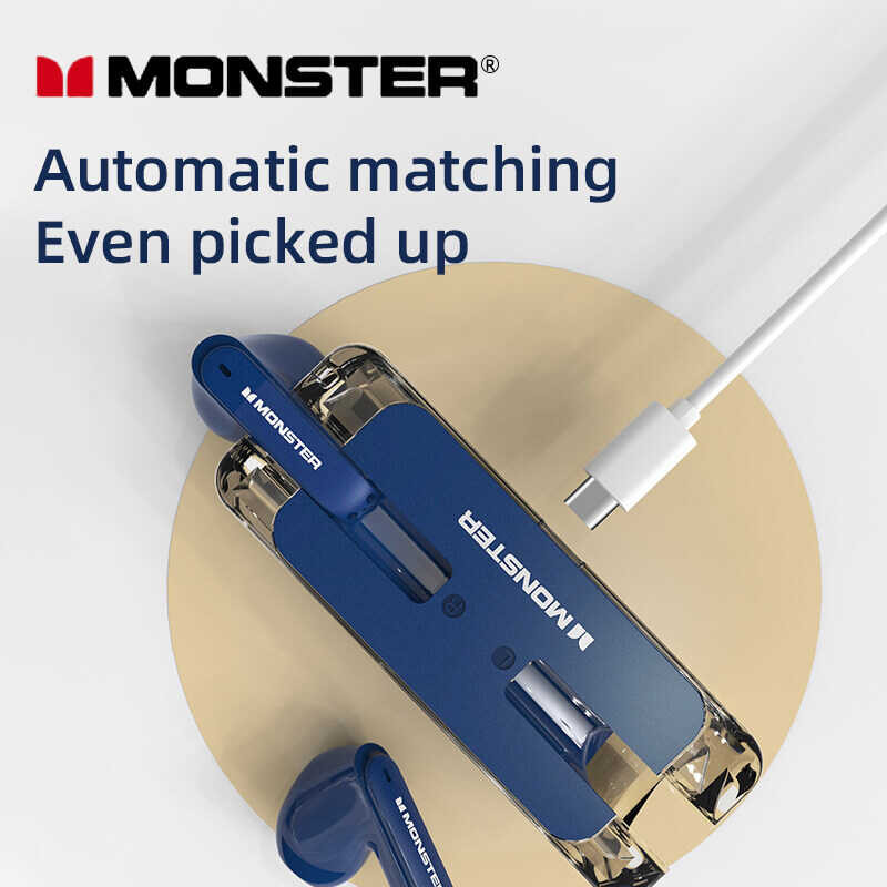 Monster Wireless Earbuds Xkt08 Bluetooth Headphones With Lanyard HIFI Sound Game Headset Noise Canc