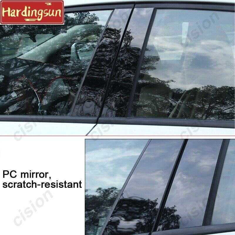 Hardingsun For Toyota Fortuner 2016-2022 6Pcs Glossy Carbon Fiber Black Car Window Door Column BC P 