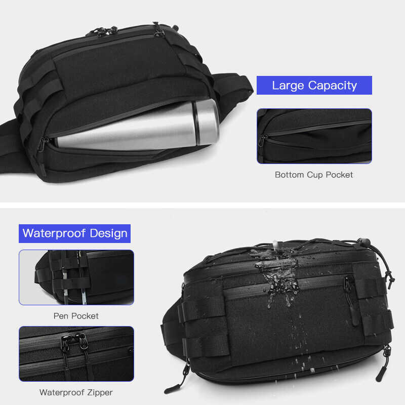 ❤ OZUKO Mobile Phone Waist For Men Casual Functional Fanny Pack Fashion Money Pouch Belt Bag