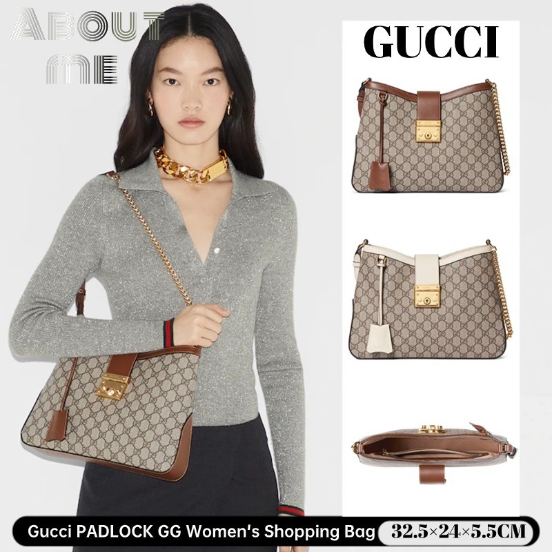 กุชชี่ Gucci PADLOCK GG Women's Shopping Bag  กระเป๋าถือผู้หญิง 2024 รูปแบบใหม่ 795113