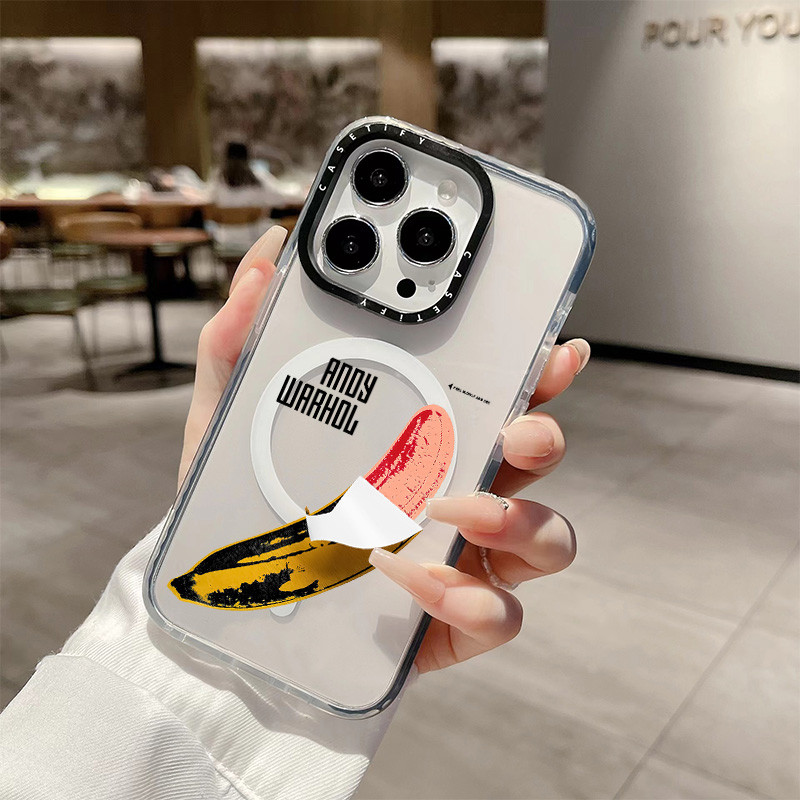Andy Warhol Banana "Peel" ไร้สายชาร์จแม่เหล็กสําหรับ IPhone 11 12 Pro 13 14 15 16 Pro Max ฝาครอบ 16 
