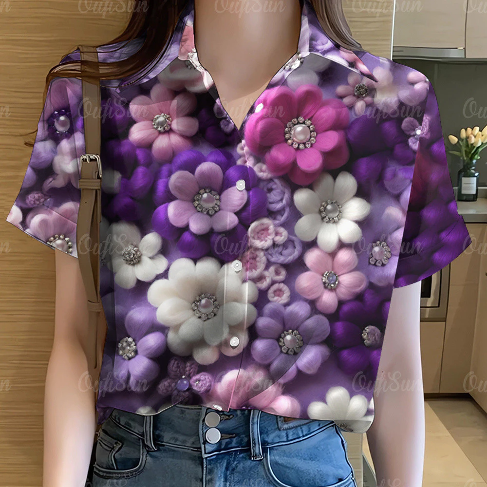 เสื้อลายดอกไม้ผู้หญิง แขนสั้น สไตล์ฮาวาย โอเวอร์ไซส์ thumbnail 4