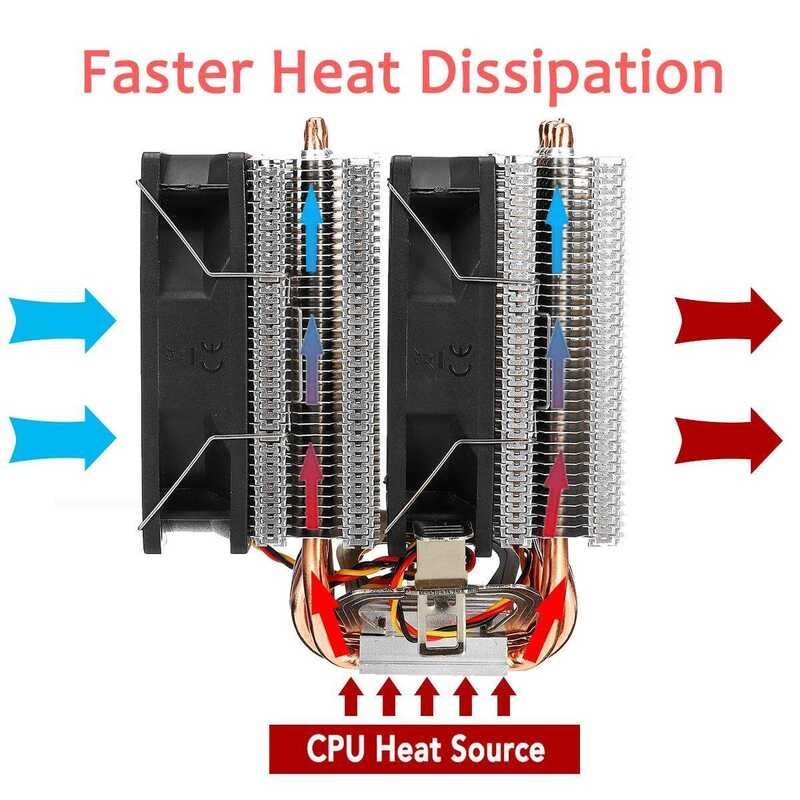 CPU 90Mm Cooler 6 Heatpipe Dual-Tower Cooling Fan Heatsink For LGA 775/115X AMD