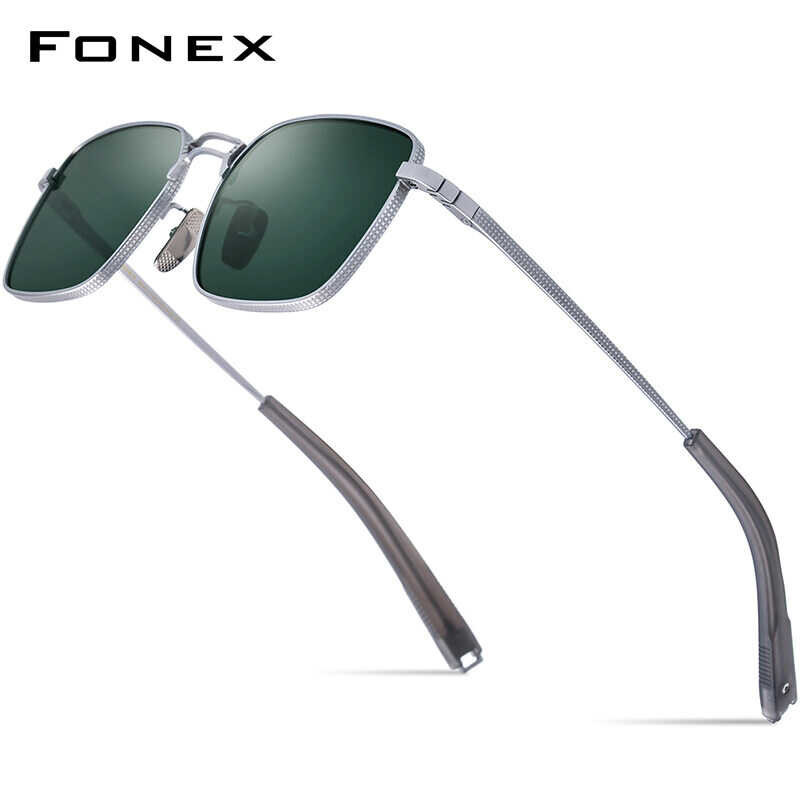 FONEX แว่นตากันแดดไทเทเนียมผู้ชายแฟชั่นย้อนยุควินเทจ2