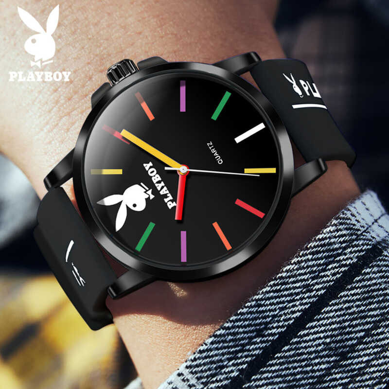 100%] PlAYBOY [ของแท้ นาฬิกาผู้ชาย (นาฬิกาซิลิก้าเจล) กันน้