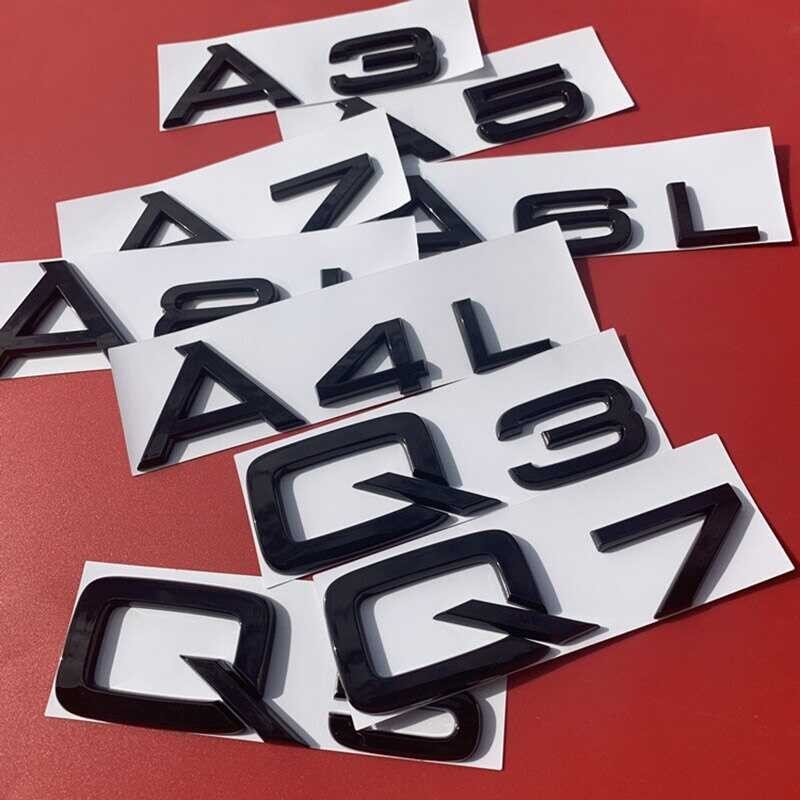 ❤ Car Emblem Trunk Badge Sticker For Audi Bright Glossy Black 1.8T 2.0T 2.4 2.5 2.8 3.0T 3.2 3.6