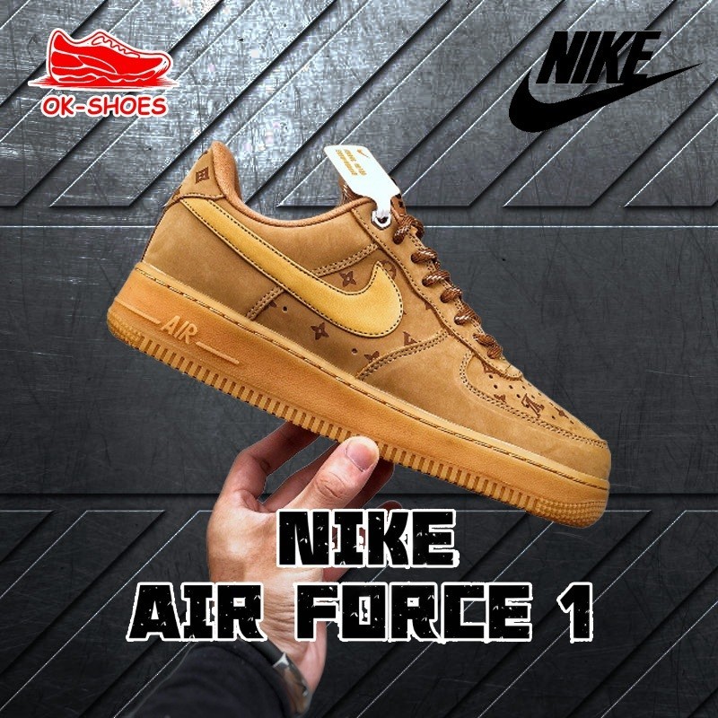 ♞ส่งฟรี NIKE Air Force 1'07 Low AF1 Wheat Air Force joint custom